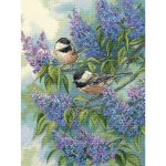 (image for) Gold Collection Chickadees & Lilacs Counted Cross Stitch Kit